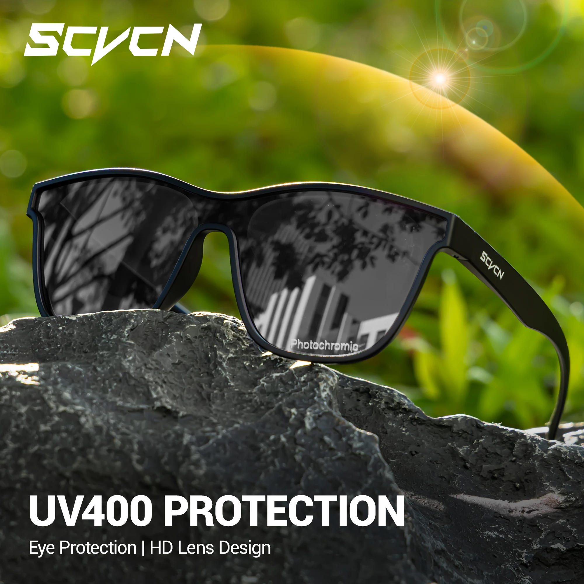 Okulary rowerowe fotochromowe SCVCN na dzień i na noc z ochroną UV400 do jazdy na rowerze szosowym, kempingu, golfa, MTB, sportów outdoorowych, biegania, sprzęt golfowy