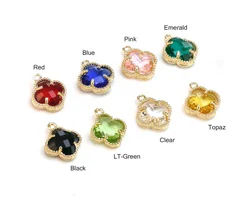 6pcs Faceted Crystal Floral Charms, Flower Earring Charm, Jewelry Making Charm, Birthstone Pendant, Earring Findings RP236