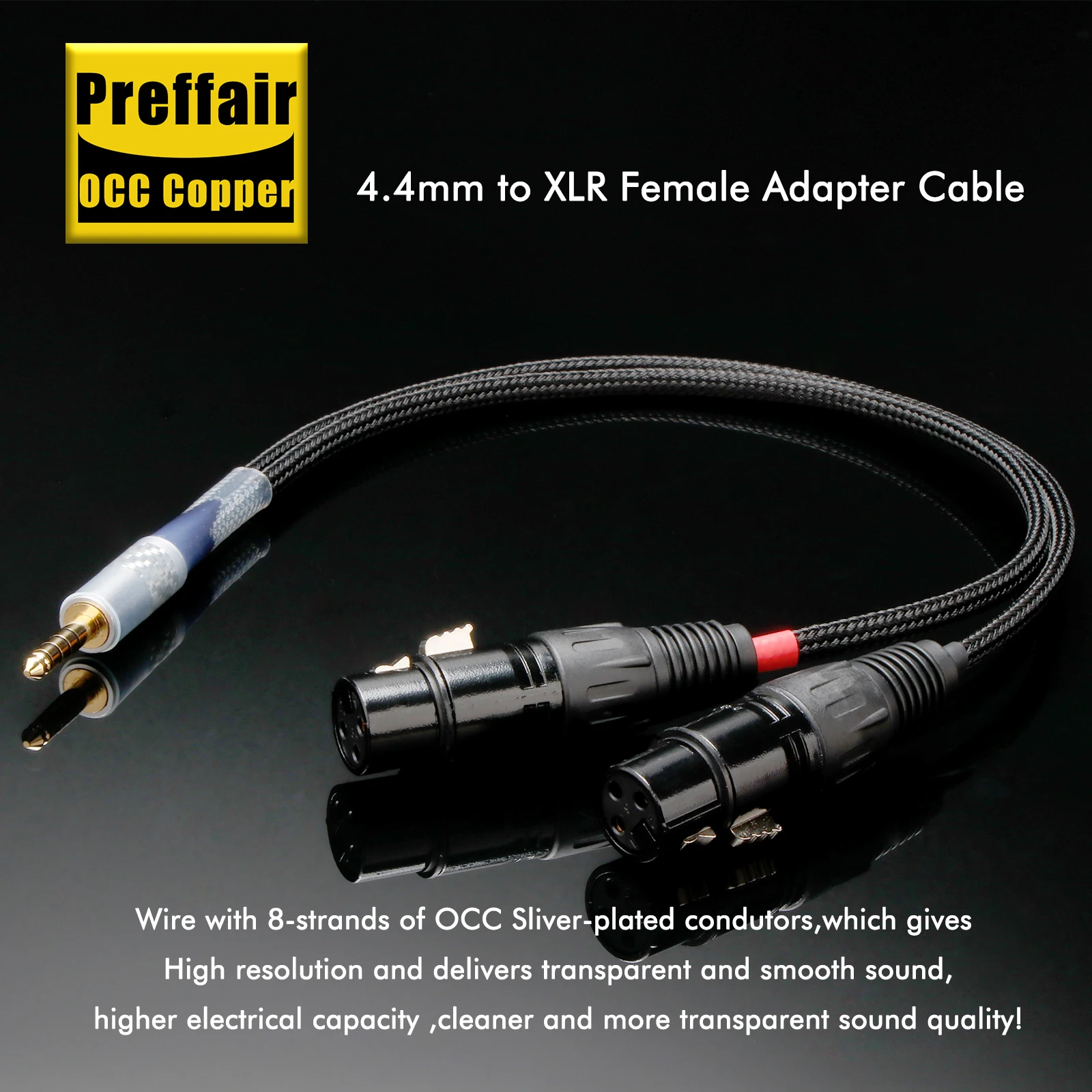 Preffair 8-adriges 4,4-mm-Stecker auf Dual 3-Pin XLR Buchse Audio-Adapterkabel für Audio-/Video-Systeme – Detail 6