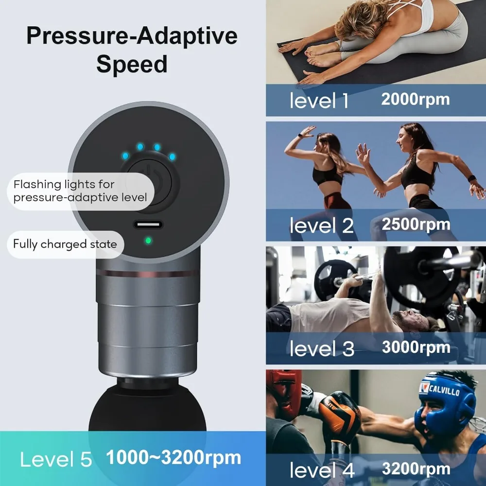 Mini Massage Gun, Percussion Deep Tissues Muscle Massager, Full-Metal, Portable Handheld Massager, Compact Sports Massager.