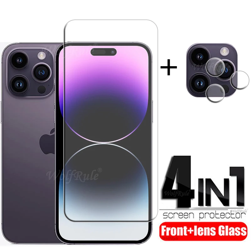 

4-in-1 For iphone 14 Pro Max Glass For iPhone 14 Pro Max Tempered Glass Screen Protector For iphone 14 Plus Pro Max Lens Glass