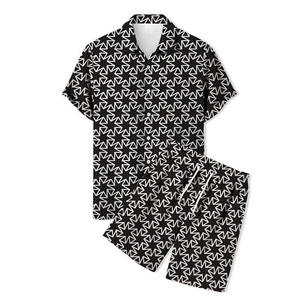 Traje de camuflaje con estampado de leopardo 3D, moda hawaiana, conjunto de 2 uds., camisa con cuello para hombre, camisas de manga corta + conjuntos de estilo de pantalones cortos