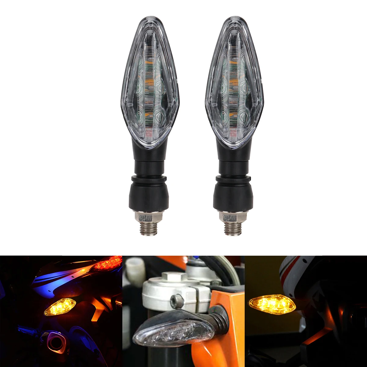 2Pcs Universal Motorcycle LED Turn Signal Light Amber Indicator Lamp Scooter Motorbike Daytime Light Accessories