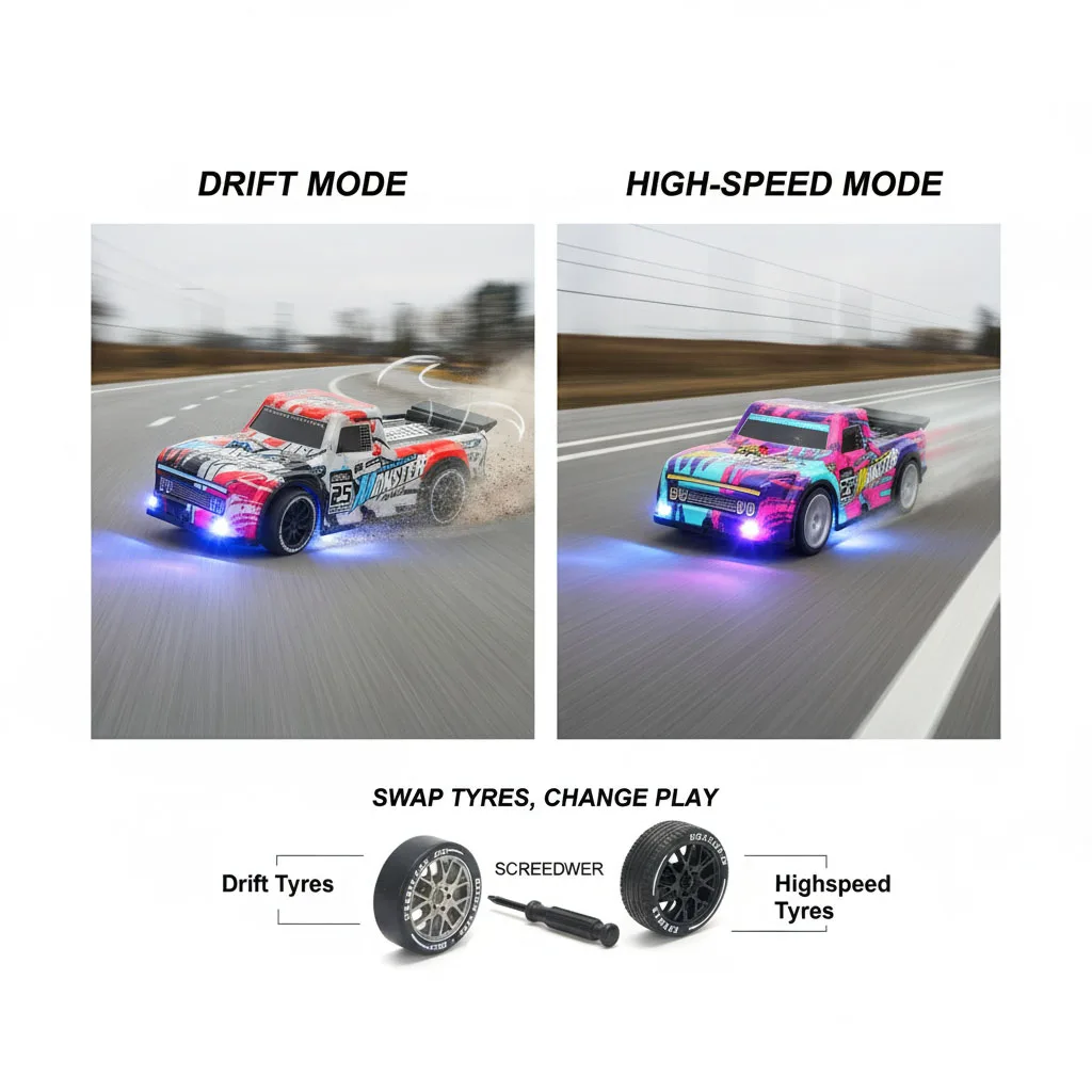1:22 4WD RC Drift Car telecomando da corsa 2.4G modello da competizione ad alta velocità con 2 set di pneumatici sostituibili regalo di compleanno per ragazzi