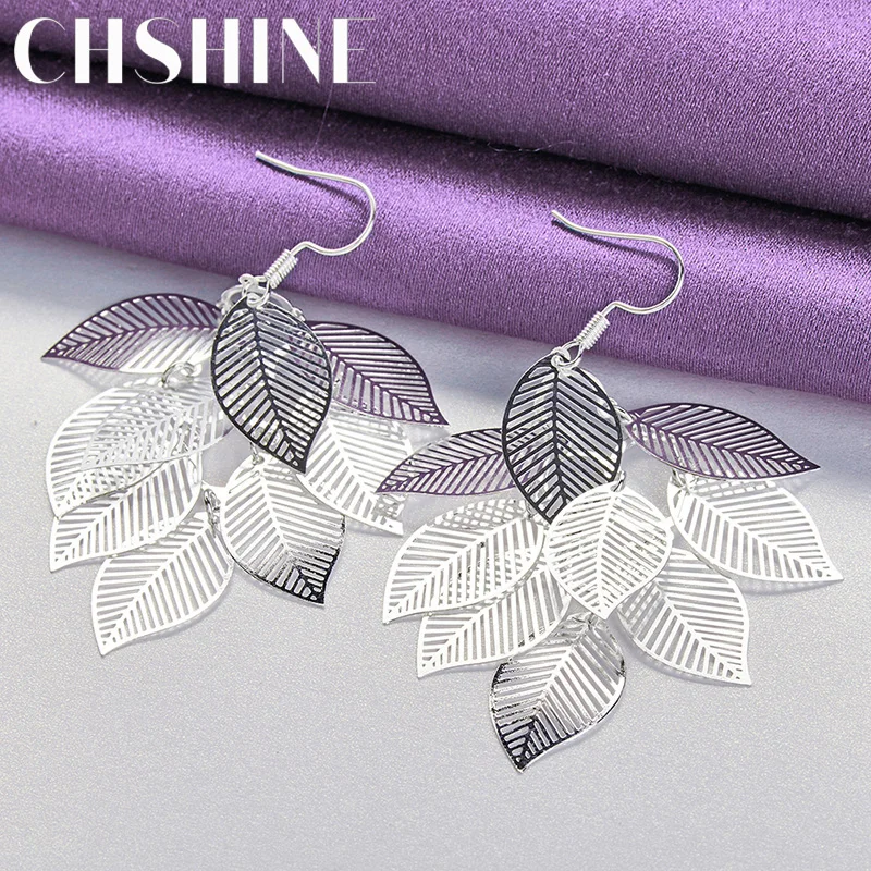 CHSHINE 925 Sterling Silver Multiple Leaves Earrings Charm Jewelry Women's Party Fashion Eardrop