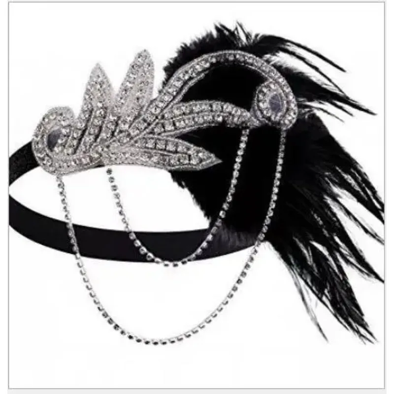 Great Gatsby Hoofdband 1920S Deco Flapper Ivoor Parel Kostuum Party Elastische