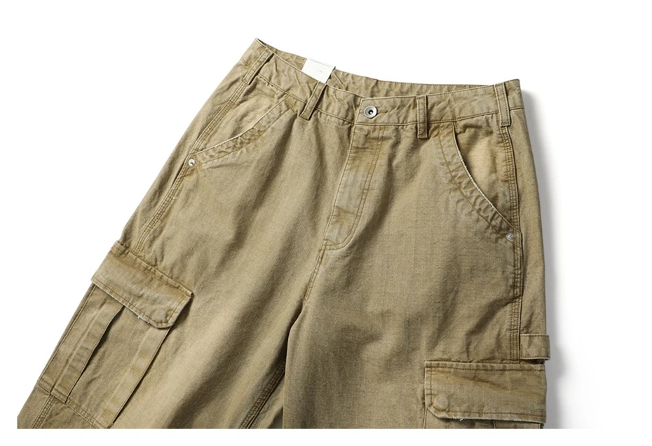 Mens Pockets Cargo Pants Cotton Casual Trousers Men Streetwear Wide Leg Function Paratrooper Pant Cityboy Baggy Logging Pants