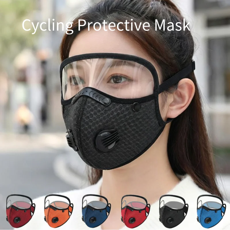 New Cycling Face Mask With Filter Goggles,reusable Removable Shield Lens Dust Mask For Outdoor Sport Riding Running