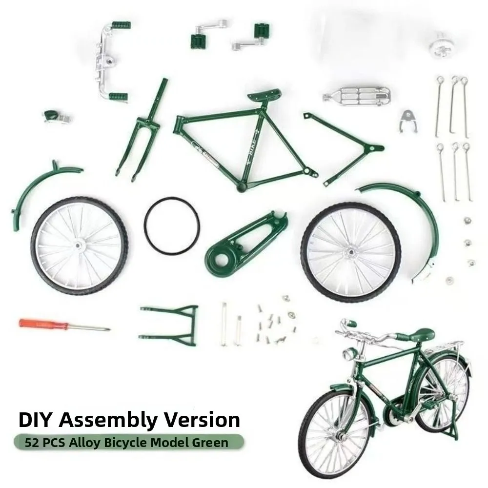 1:10 Scale Assembly Bicycle Model Toys Retro DIY Simulation Bike Model Kit Desktop Decor Alloy Mini 28 Big Bar Bicycle
