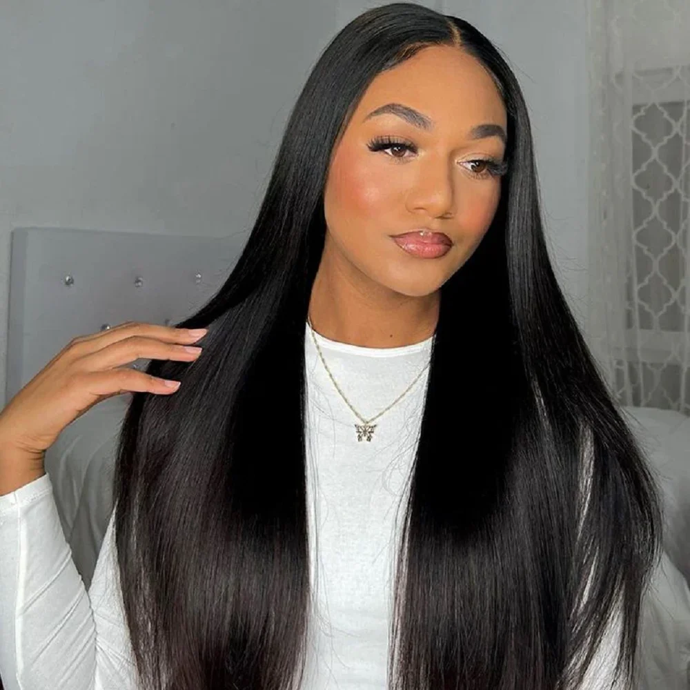 

Glueless Straight Brazilian Human Hair For Women Pre Cut Straight Hair Wigs Pre Plucked Bleached Knots Hair Wigs Human Hair