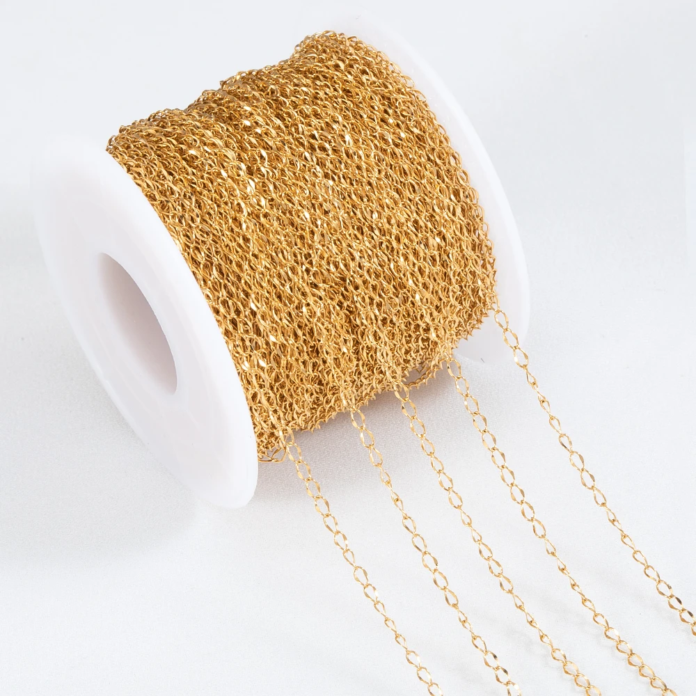 5 yards/rol aluminium twist kettingen goud zilver kleur O-vormige schakelketting voor doe-het-zelf sieraden ketting maken kleding tas accessoire  36