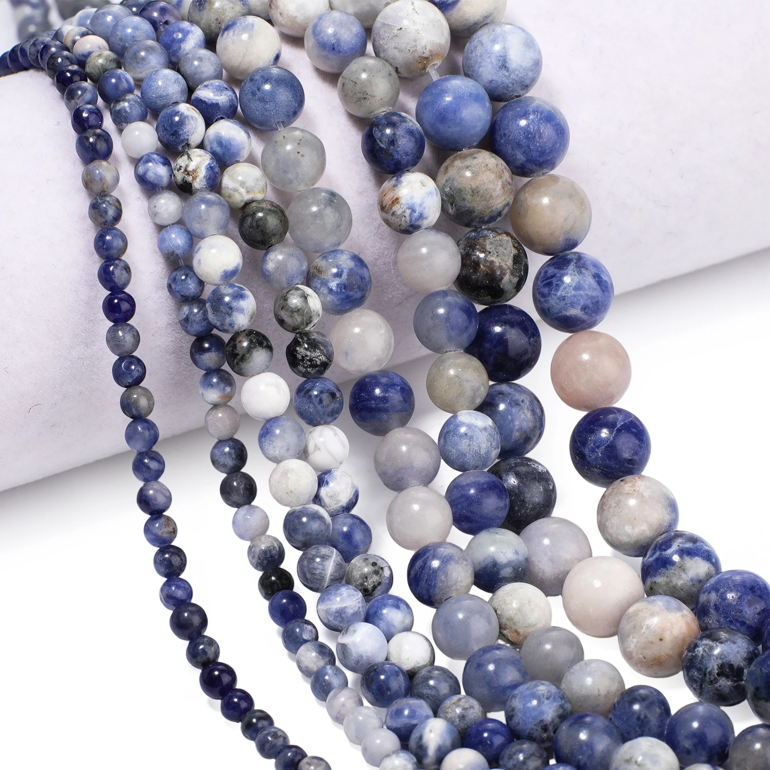 

Natural Stone Flower Sodalite Smooth Pendant Beads for Jewelry Making DIY Necklace Earrings Accessory Wholesale 4/6/8/10mm