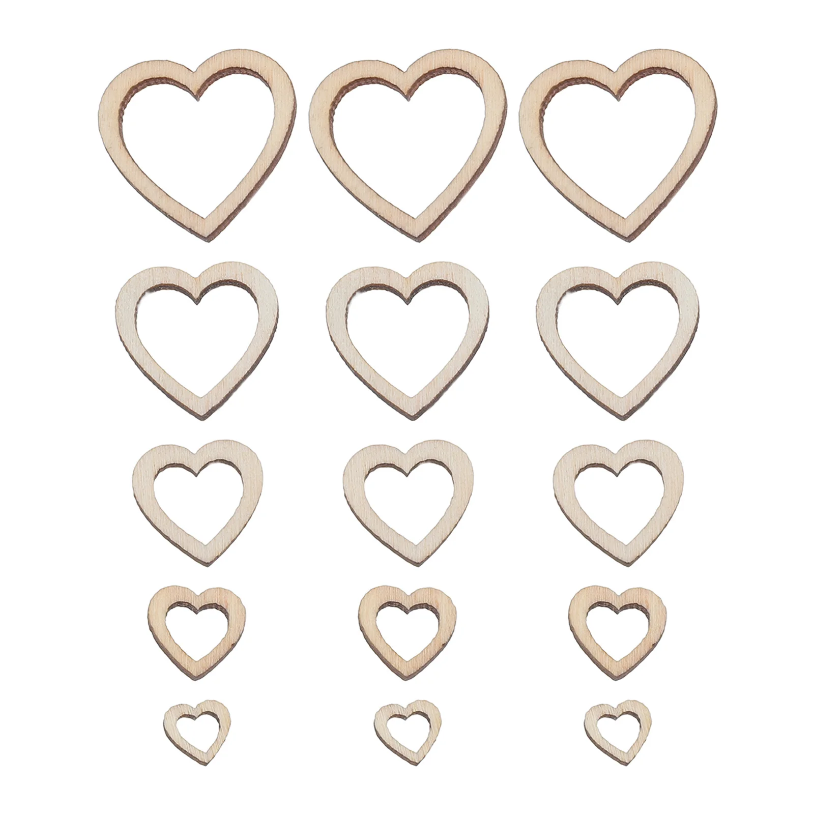 

300Pcs Heart Shaped Wood Cutouts Mini Unfinished Natural Wooden Hollow Shapes for Valentine's Day Wedding Decor DIY Projects
