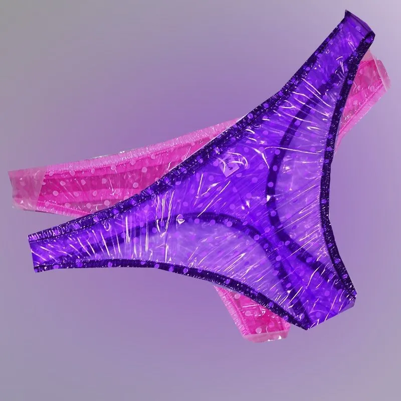 New Male Sexy T-back Thong Transparent Low Waist PVC Soft G-String Plastic Erotic Panties Live Show Dance DJ Club Sexy Lingerie