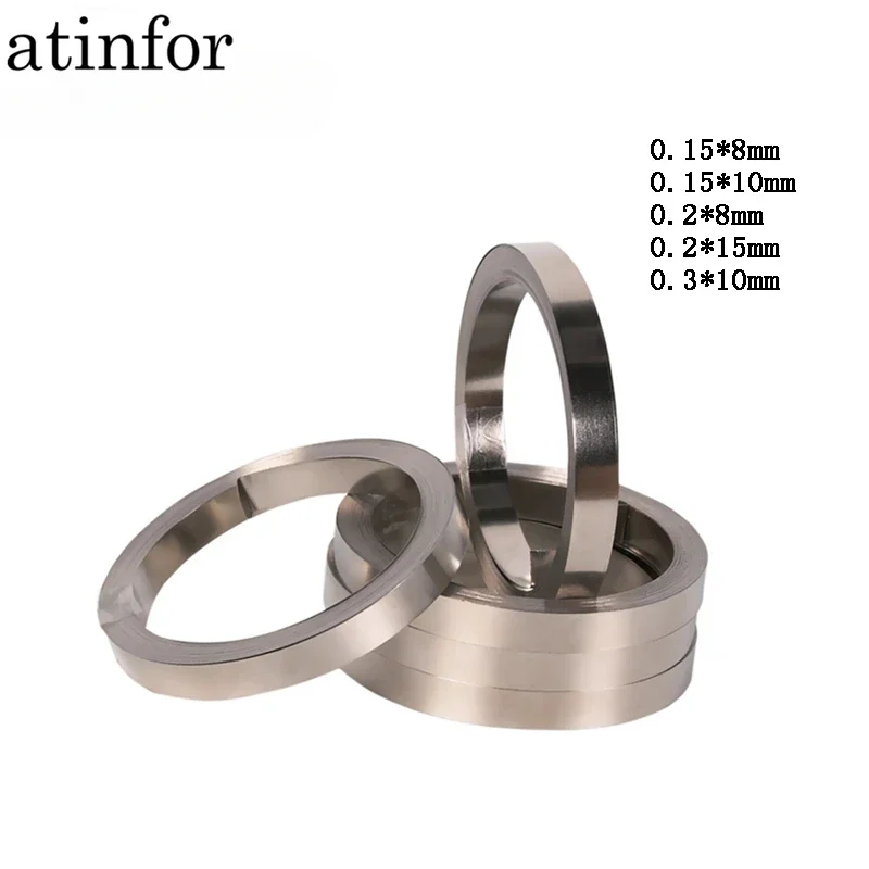 atinfor Width 8/10mm Li-ion Battery Nickel Plated Belt Strip Connector Spot Welding Machine Battery Welders 5/10M 0.15/0.2/0.3mm