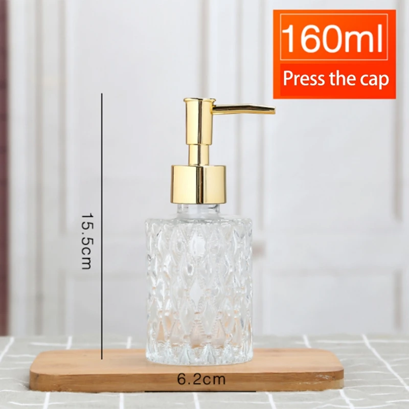 3X Multipurpose Mesa Soap Dispenser Easy To Clean Glass Soap Pump Dispenser Perfect For Kitchen And Bathroom (Gold)