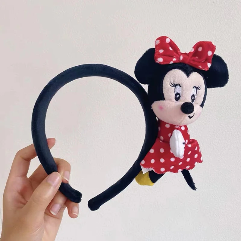 Disney Cute Mickey Ears fascia per capelli per ragazza Minnie Mouse fasce donna Winnie The Pooh copricapo bambini peluche accessori per capelli