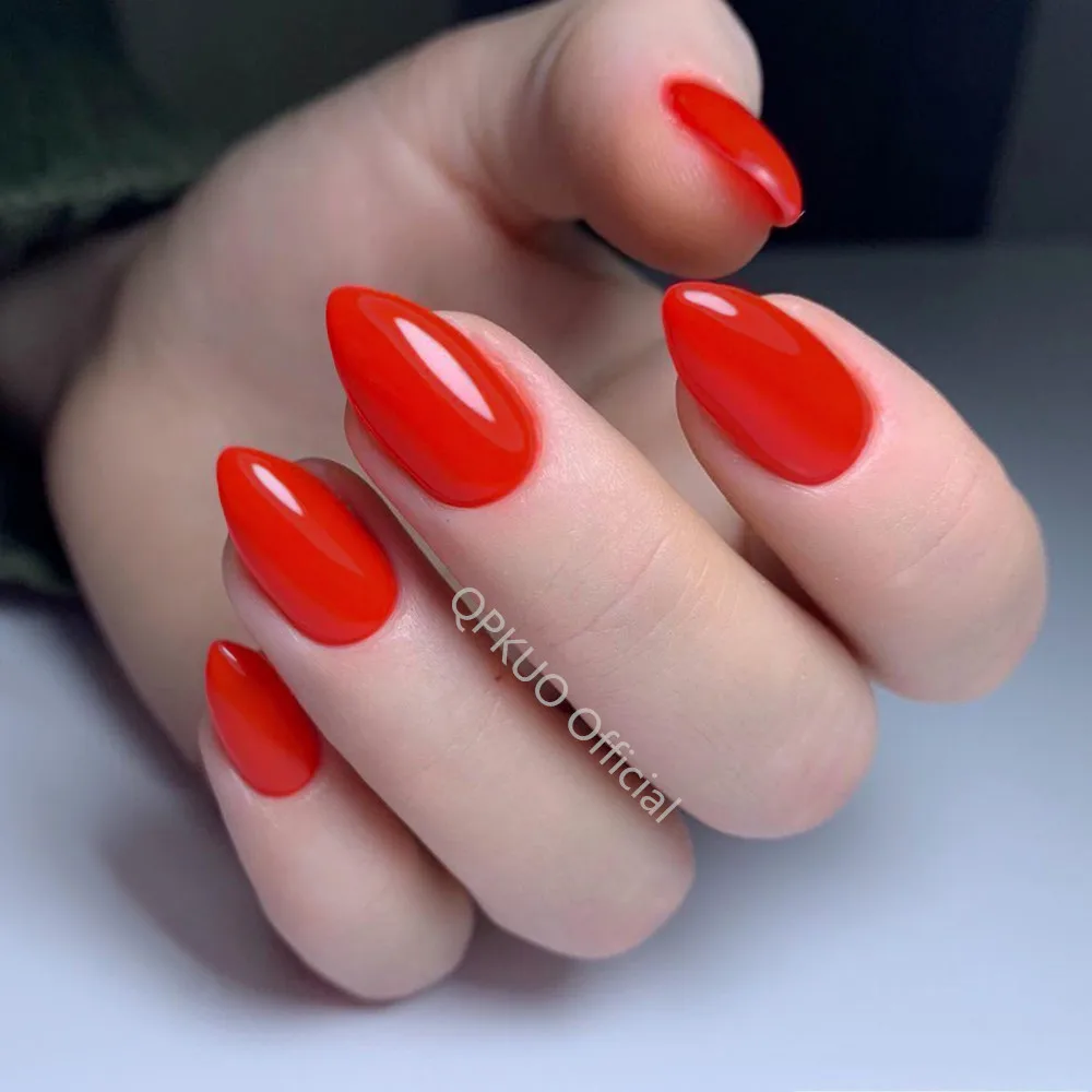 Unghie finte corte artificiali stampa su unghie finte Stiletto lucido vino rosso fai da te punta delle dita delle donne copertura completa strumenti per Manicure