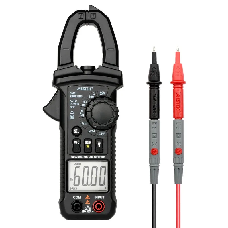 

6000 Counts Digital Clamp Meter With Non Contact Voltage Connector Voltage Current Capacitance Resistance Test