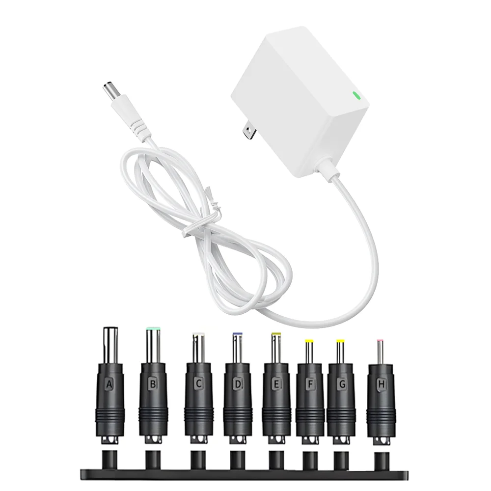 36W 12V 3A AC DC Power Adapter with 8 In 1 Converter DC Tips AC100-240V Switching Power Supply for LED Strip CCTV Router Monitor