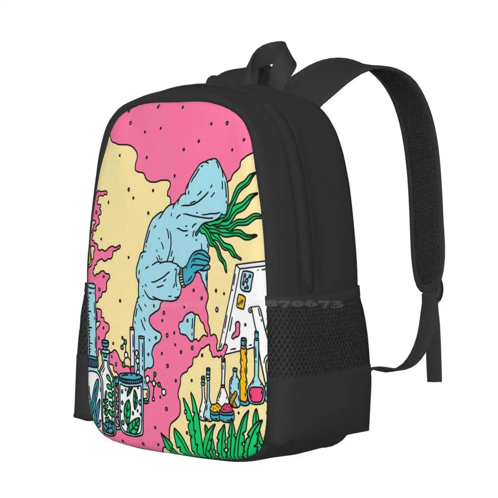 Bioengineering Hot Sale Backpack Fashion Bags Bioengineering Science Chemistry Work Acid Smoke Pink Plants Mystery Psychedelic