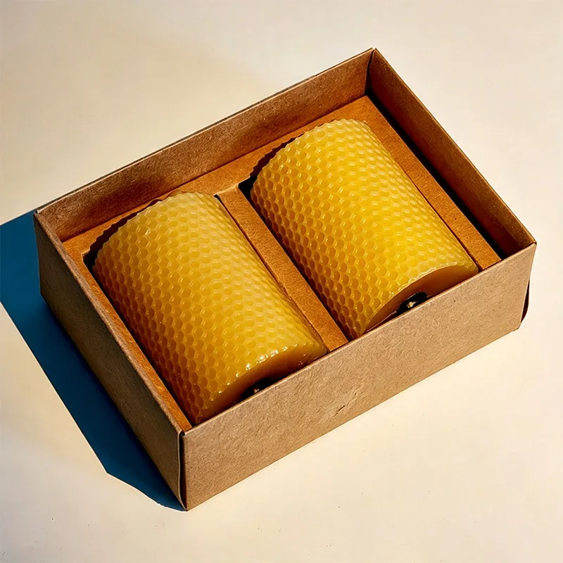 Beeswax Candle Pure Natural No Additives Square Honeycomb & Cylindrical Smokeless Church Prayer Religious Decor Candle