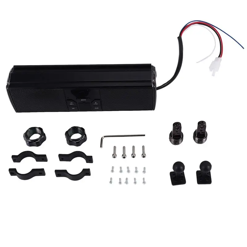 

Стабильные мотоциклетные стереодинамики, MP3-плеер, Bluetooth-плеер с USB, AUX-IN, FM-радио для руля мотоцикла диаметром 7/8-1,25 дюйма.