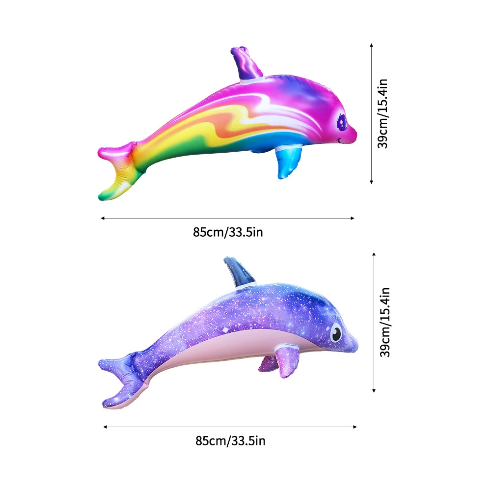 1Pc Inflatable Dolphin Rainbow Inflatable Toy Ocean Themed Party Decoration Swimming Pool Beach Birthday Party Decoration Toy