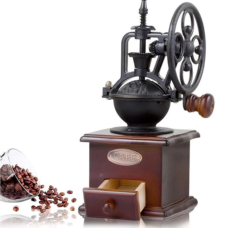 

1L Antique Log Retro Manual Coffee Grinder Portable Ferris Wheel Coffee Bean Grinder Professional Handmade Coffee Accessories