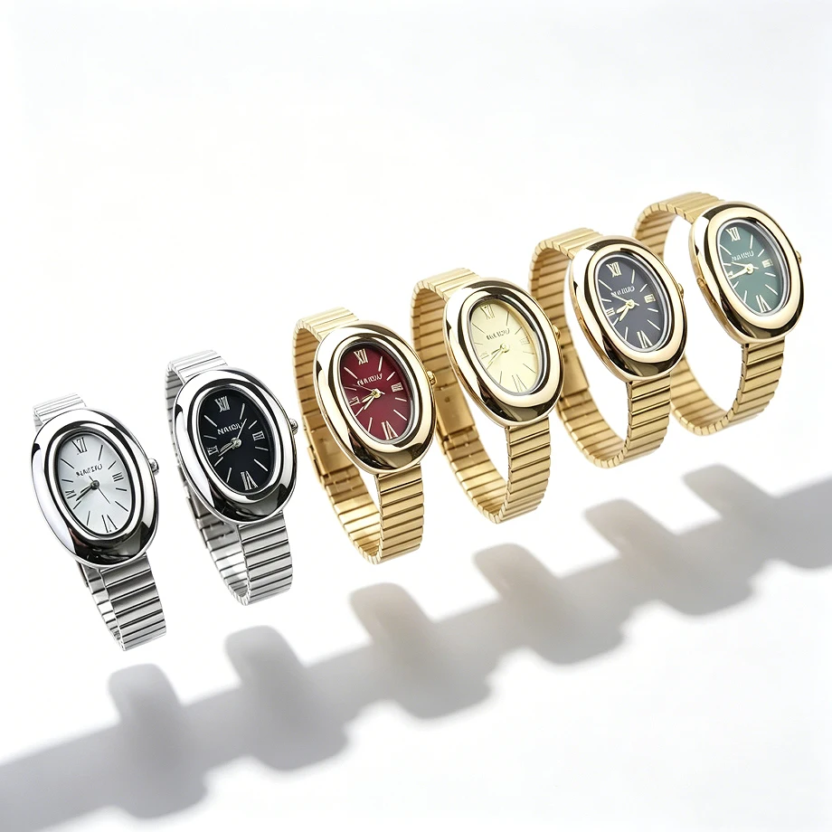

2025 New Oval Beautiful Ladies Watches for Women Girl Simple Leather and Stainless Steel bracelet acier inoxydables