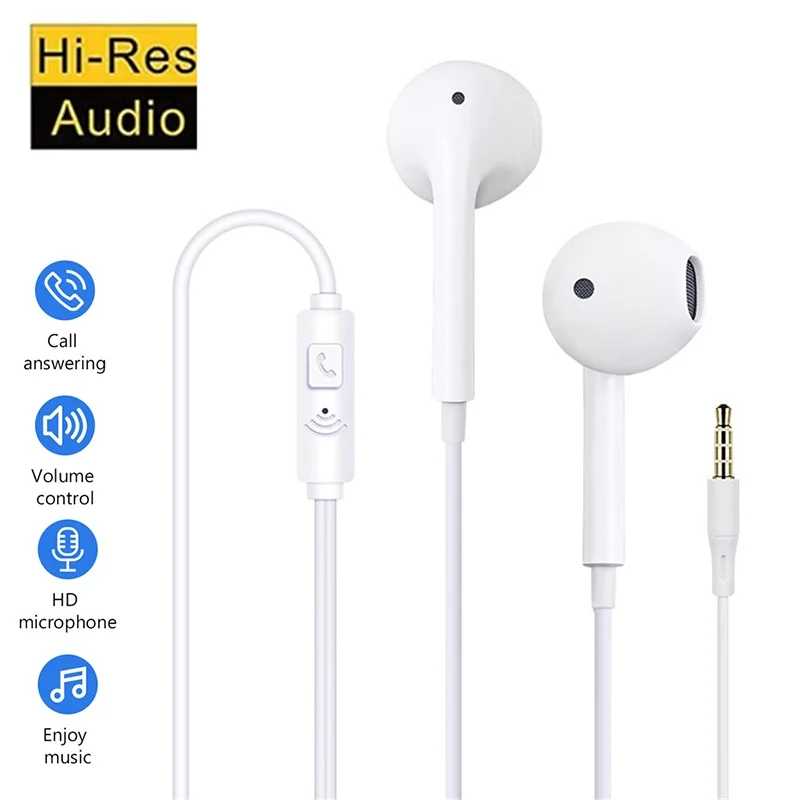 3.5mm Headphone Sports Wired Earphone High Fidelity Wired Earbuds In-Ear Headset Game Subwoofer With Mic Handsfree For PC Laptop