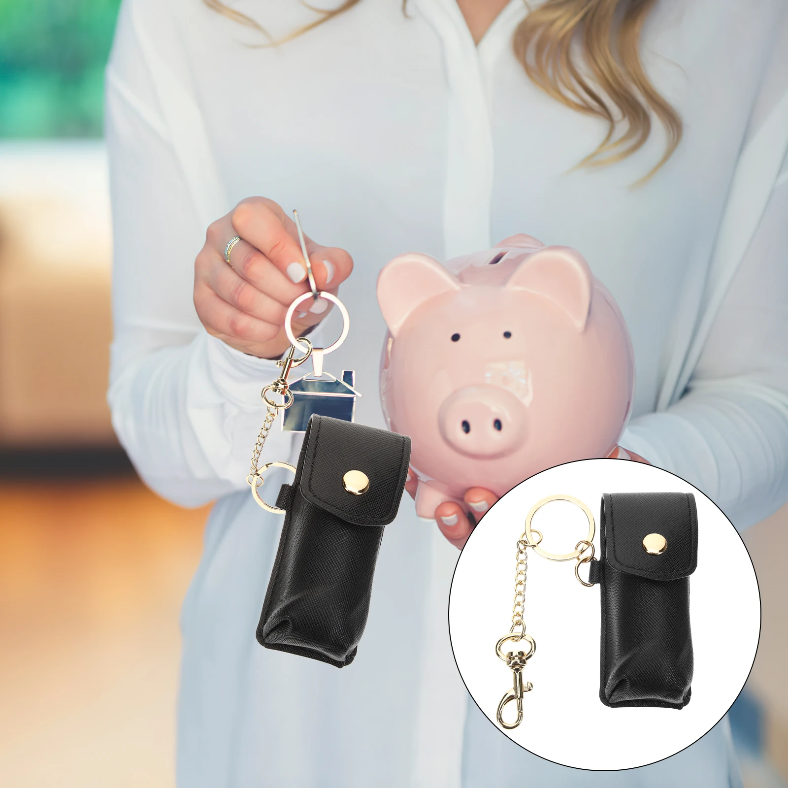 

Lipstick Keychain Party Holder Protective Case Wallet for Bag Pu Storage