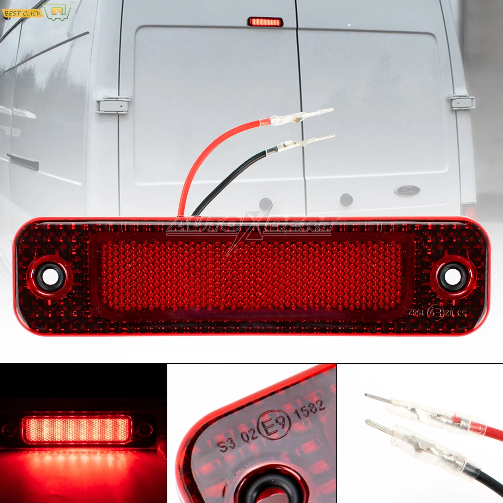 High Level Brake Light LED High Mount Bright Durable 3rd Brake Light Tail Lamp 5128002 Replacement Parts For Transit MK7 06‑14