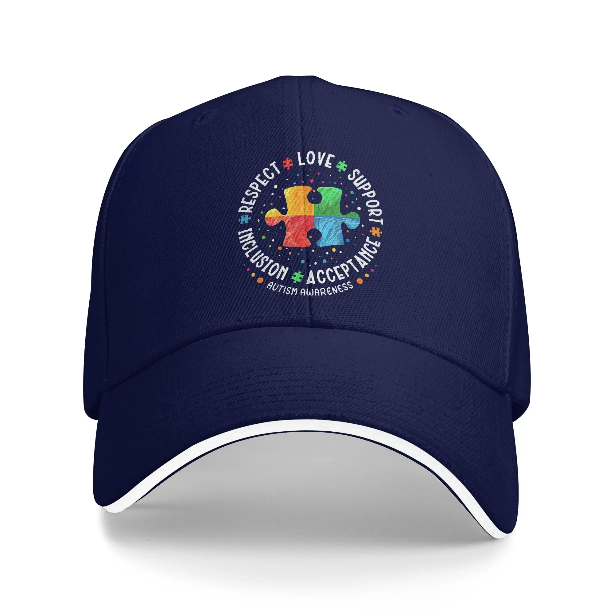 Autism Awareness Respect Love Support Blue Autism Baseball Cap Trucker Hat Summer Unisex-Teens Outdoor Sports Snapback Cap