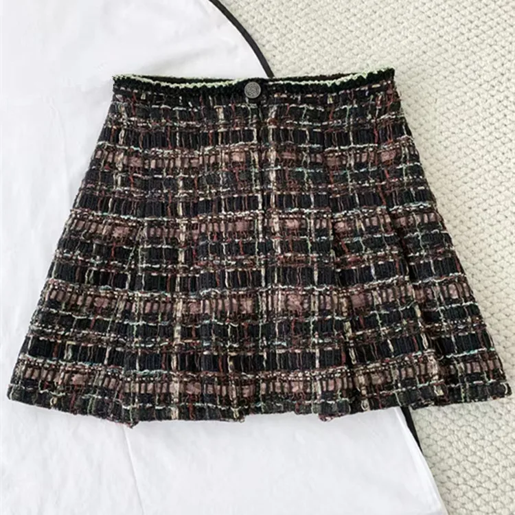 Abbigliamento femminile europeo e americano personalizzato per l'inverno 2025 Cappotto monopetto in tweed con colletto rialzato a maniche lunghe