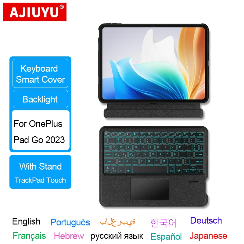 

Removable Touchpad keyboard Case For OPPO Pad Air 2 11.35" OnePlus Pad Go 2023 Tablet Case Magic Backlit Keyboard Arabic Spanish