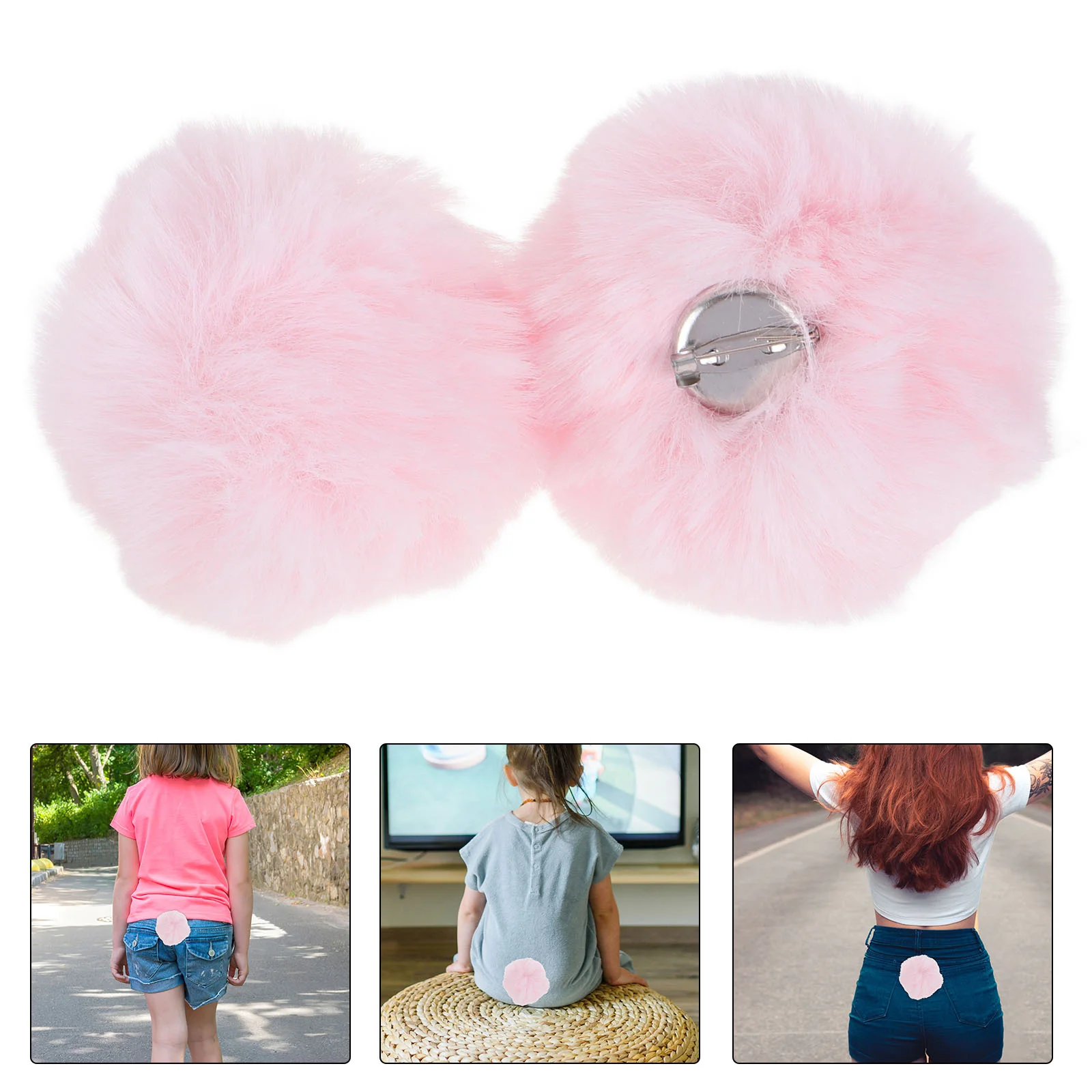 

2 Pcs Rabbit Tail Prop Fluffy Pompom Shoe Clips Bunny Ears Headband Detachable Woman