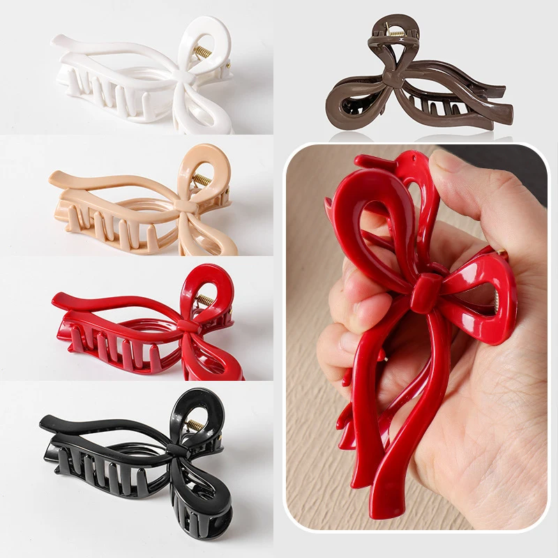 

Soft Rubber Glossy Five-Color Bow Hairpin Women's Updo Fashion Versatile Shark Clip Hair Accessory