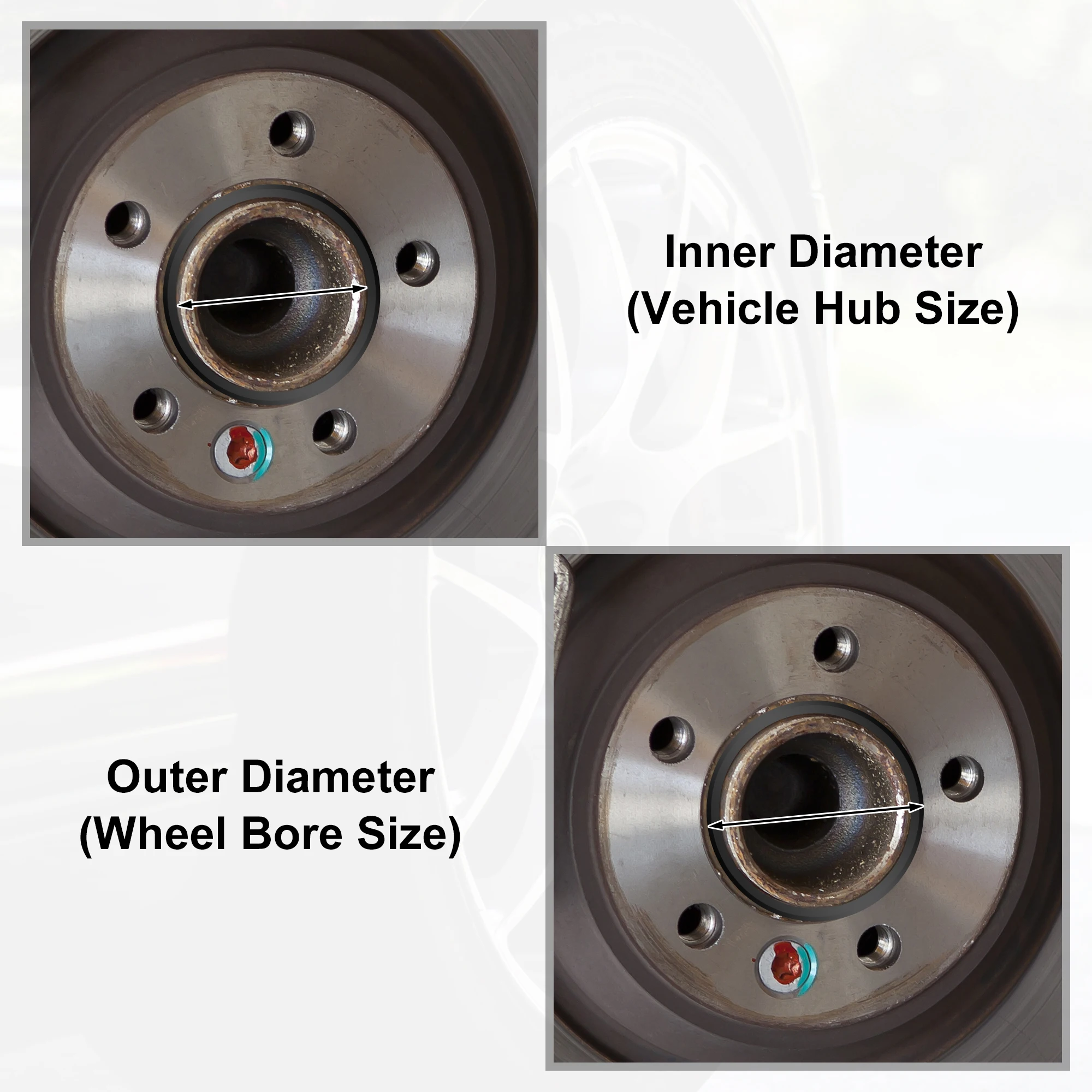 UXCELL OD 자동차 허브 중심 링, 휠 보어 중심 스페이서, ID 54.1mm, 57.1mm, 60.1mm, 63.4mm, 64.1mm, 65.1mm, 66.1mm, 74.1mm, 4 개