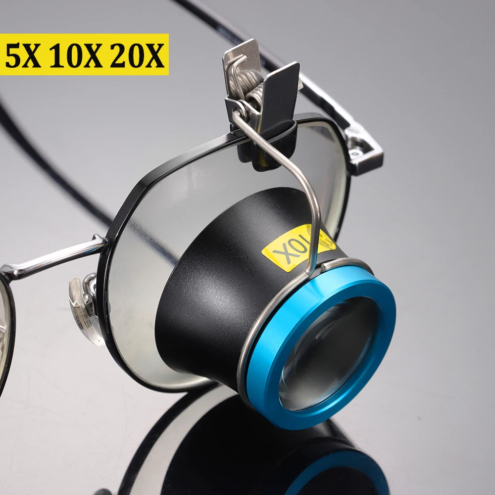 1 unidad de lupa con clip 5X 10X 15X 20X, herramienta de servicio para relojeros y joyeros, kit de lupa para reparación de relojes