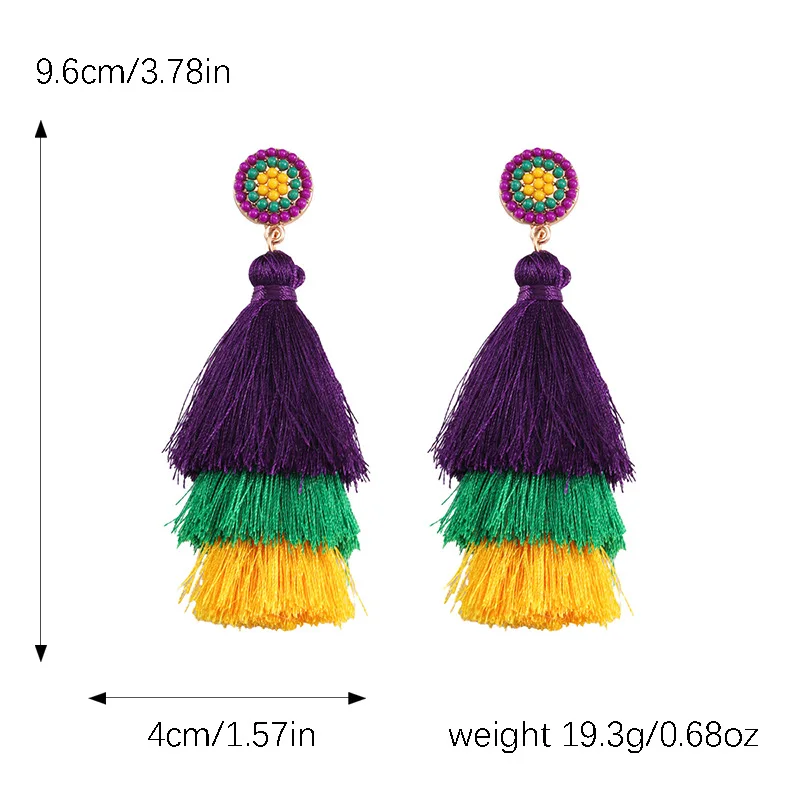 Dvacaman Bohemian Handmade Beaded Tassel Earrings,Perfect Gifts for Daily Wear and Mardi Gras Costume Party