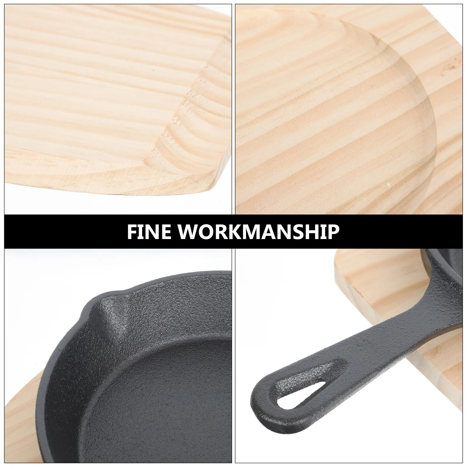 

1 set Non-Stick Cast Iron Frying Pan With Wooden Pad For Outdoor Camping Cooking Kitchen Gadget Pancake Flat Pan Steak Egg