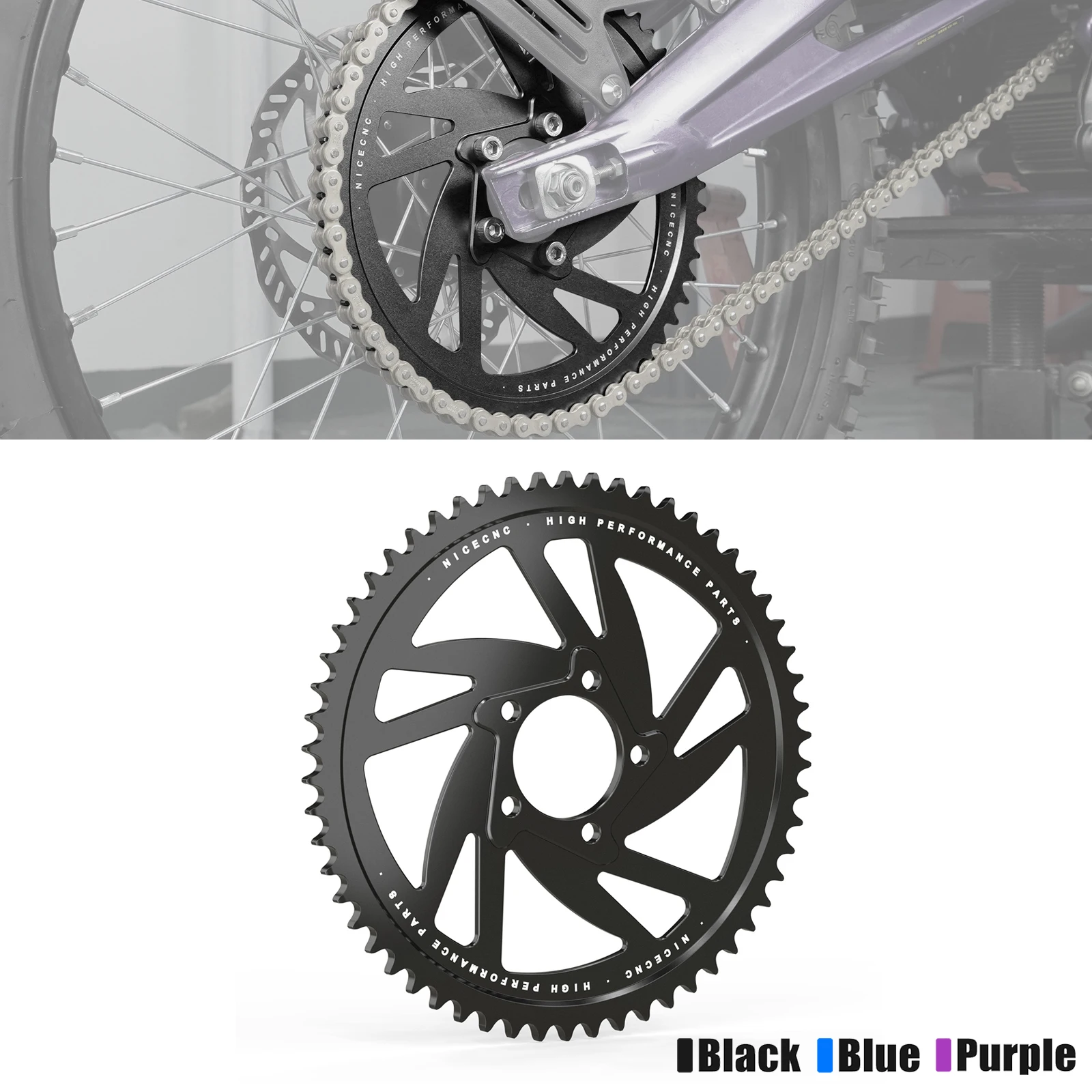 

NICECNC For Surron Light Bee X Motocross 58T Rear Sprocket For Sur-Ron Light Bee S L1E Segway X160 X260 Electric Dirt Bike