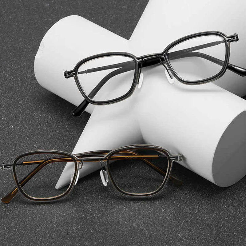 Japanese Handmade Square Glasses Frame Men Titanium Acetate Prescription Eyeglasses Brand Design Small Face Oculos Spectacles