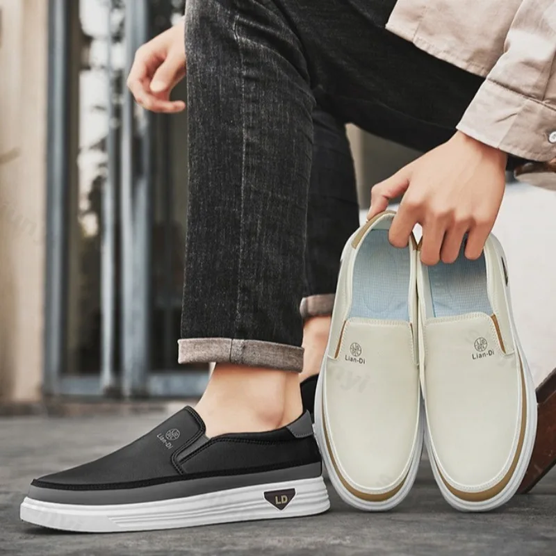 2025 Summer New Style Men's Fashion Casual Single Shoes Breathable Color Blocked Loafers Comfortable Slip on Non slip Sneakers