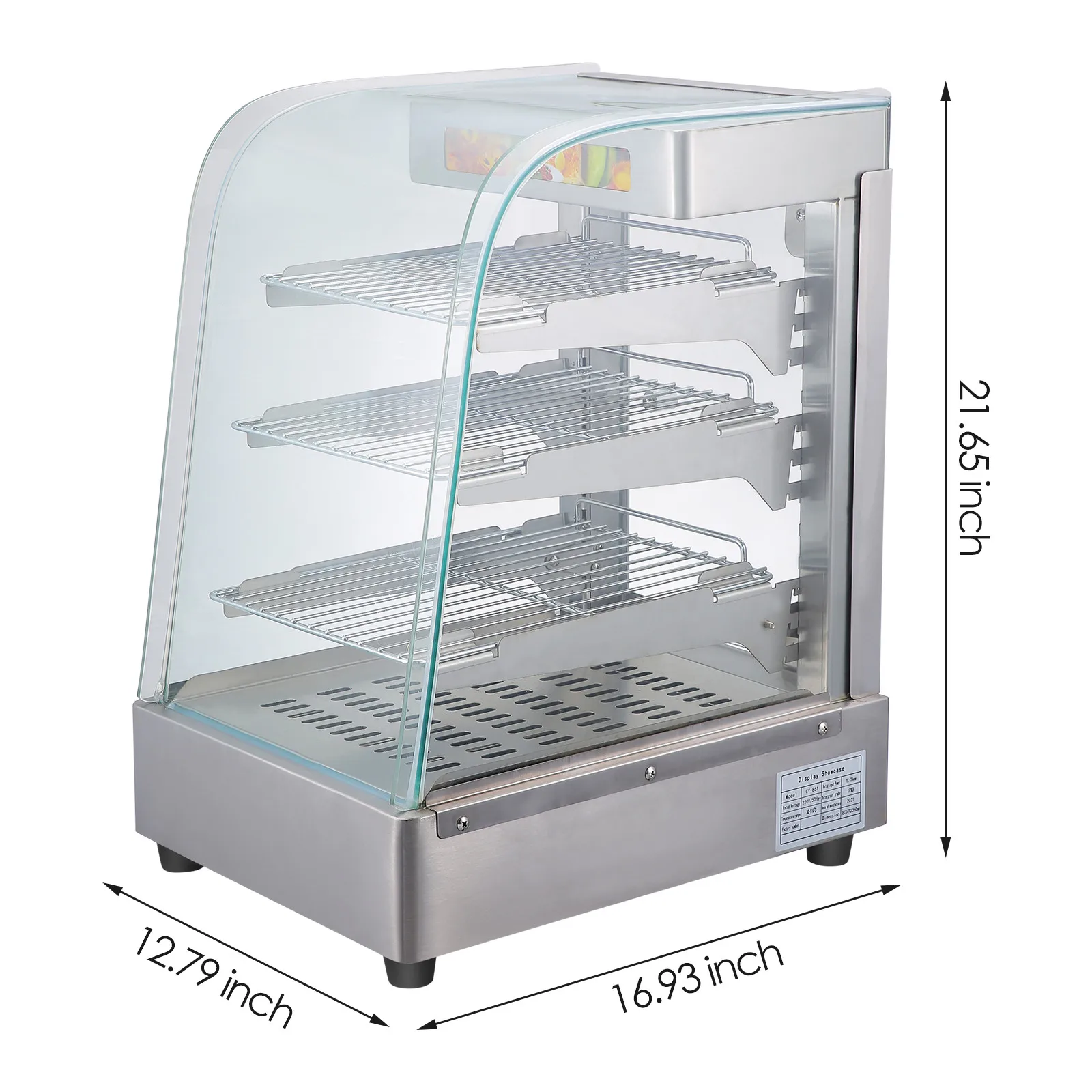 Stainless Steel Display Cabinet Pizza Burger Grilled Chicken Warming Cabinet Convenience Store Supermarket Display Cabinet