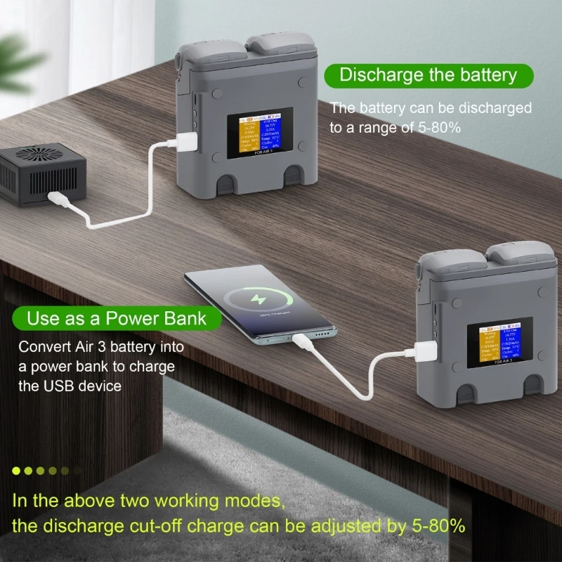 Description Picture 3 of itemTwo Way Battery Charging Hubs Quick for Air 3 Drones 2Batteries Charging Hubs Two Woking Modes Storage &Charging