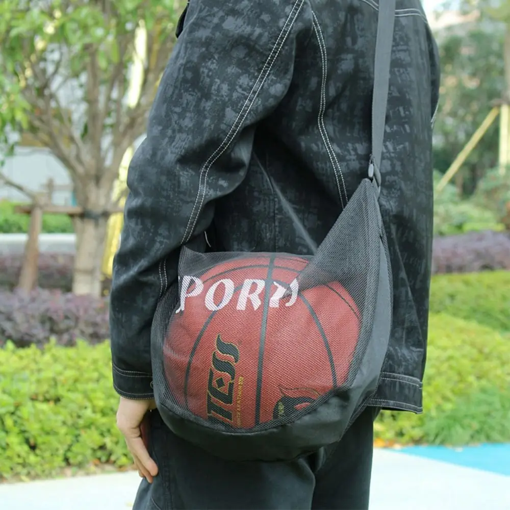 ปรับบาสเกตบอลตาข่ายกระเป๋าผ้าตาข่ายกระเป๋าซิปCrossbody Ballกระเป๋าไหล่เดี่ยวฟุตบอลน้ําหนักเบาStorage Case
