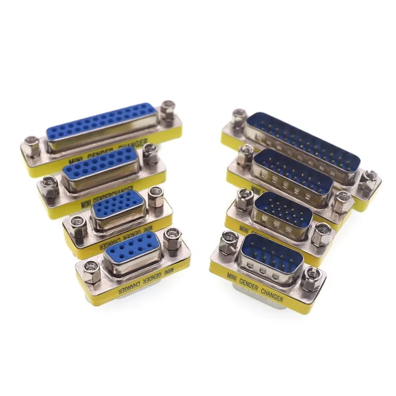 2pcs DB9 DB15 DB25 DB37 9/15/25/37 pin female to female/male to male RS232 serial port com CONNECTOR Mini Gender Changer adapter