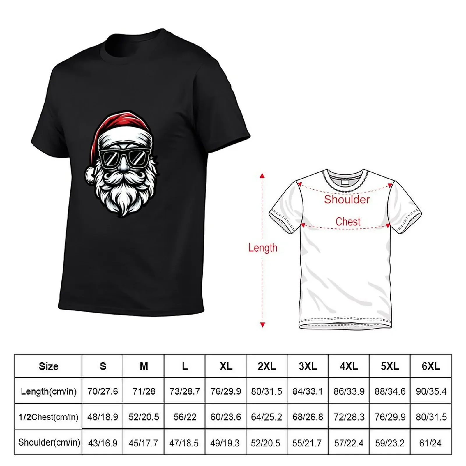 Cool Santa Claus with Sunglasses - Hipster Holiday Cheer Die-Cut Sticker T-shirt Blouse tees black t-shirts for men